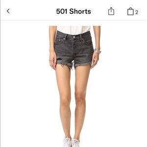 Slashed Black Levi’s 501 Jean Shorts